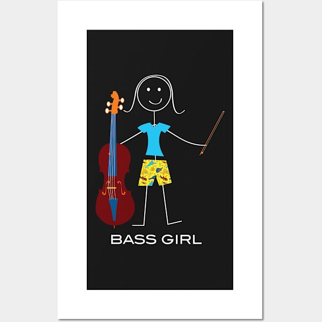 Funny Womens Double Bass Player Wall Art by whyitsme